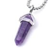 creative club 1pc Real Natural Purple Amethyst Crystal Gemstone Drop Pendant Necklace Healing Reiki Chakras Energy Rock 18 Inch Women Men Stainless Steel Surgical Jewelry GGP-C4 view 1
