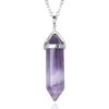 creative club 1pc Real Natural Purple Amethyst Crystal Gemstone Drop Pendant Necklace Healing Reiki Chakras Energy Rock 18 Inch Women Men Stainless Steel Surgical Jewelry GGP-C4 view 2