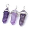 creative club 1pc Real Natural Purple Amethyst Crystal Gemstone Drop Pendant Necklace Healing Reiki Chakras Energy Rock 18 Inch Women Men Stainless Steel Surgical Jewelry GGP-C4 view 4