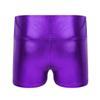 YiZYiF Girls Youth High Waist Stretchy Gymnastics Basics Shiny Metallic Dance Booty Shorts Purple 8 view 2