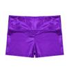 YiZYiF Girls Youth High Waist Stretchy Gymnastics Basics Shiny Metallic Dance Booty Shorts Purple 8 view 3