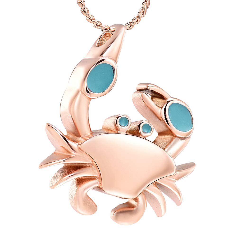 Imrsanl Crab Cremation Jewelry for Ashes for Human Keepsake Memorial Urns Pendant Necklace for Pets (Rose Gold)