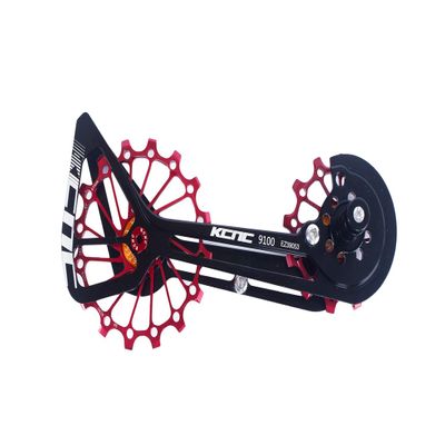 KCNC Road Cyclocross Bicycle Bike OSPW Oversized Derailleur Pulley Wheel System for Shimano R9100 R8000 use 12t top+16t Bottom Pulley in Black Red Gold Colors (Red)