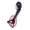 KCNC Road Cyclocross Bicycle Bike OSPW Oversized Derailleur Pulley Wheel System for Shimano R9100 R8000 use 12t top+16t Bottom Pulley in Black Red Gold Colors (Red) view 2