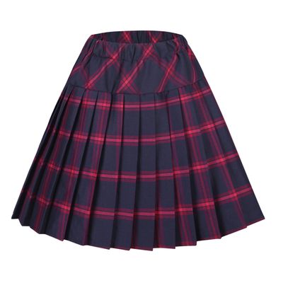 EXCHIC Women's A-Line Mini Skirt Stretchy High Waist Pleated Tennis Skirts Plaid School Uniform Dance Casual Wear (XL, 8 Red Plaid)