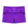 YiZYiF Girls Youth High Waist Stretchy Gymnastics Basics Shiny Metallic Dance Booty Shorts Purple 6 view 4