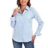 Esabel.C Womens Button Down Shirts Long Sleeve Stretch No-Iron Blue L view 2