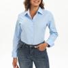 Esabel.C Womens Button Down Shirts Long Sleeve Stretch No-Iron Blue L view 3