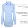 Esabel.C Womens Button Down Shirts Long Sleeve Stretch No-Iron Blue L view 4