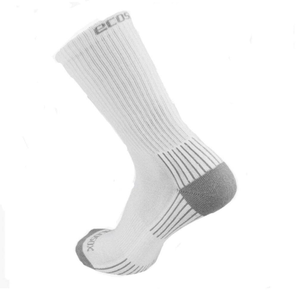 Ecosox Viscose Derived from Bamboo Crew 3 pack Arch Support Sock Made in U.S.A (US, Alpha, Large, Regular, Regular, White and Grey)