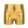 YiZYiF Girls Youth High Waist Stretchy Gymnastics Basics Shiny Metallic Dance Booty Shorts Gold 6 view 1