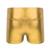 YiZYiF Girls Youth High Waist Stretchy Gymnastics Basics Shiny Metallic Dance Booty Shorts Gold 6 view 2
