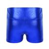 YiZYiF Girls Youth High Waist Stretchy Gymnastics Basics Shiny Metallic Dance Booty Shorts Blue 6 view 2