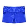 YiZYiF Girls Youth High Waist Stretchy Gymnastics Basics Shiny Metallic Dance Booty Shorts Blue 6 view 3