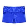 YiZYiF Girls Youth High Waist Stretchy Gymnastics Basics Shiny Metallic Dance Booty Shorts Blue 6 view 4