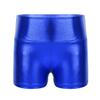 YiZYiF Girls Youth High Waist Stretchy Gymnastics Basics Shiny Metallic Dance Booty Shorts Blue 8 view 1