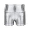 YiZYiF Girls Youth High Waist Stretchy Gymnastics Basics Shiny Metallic Dance Booty Shorts Silver 8 view 1