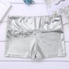 YiZYiF Girls Youth High Waist Stretchy Gymnastics Basics Shiny Metallic Dance Booty Shorts Silver 8 view 3