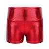 YiZYiF Girls Youth High Waist Stretchy Gymnastics Basics Shiny Metallic Dance Booty Shorts Red 8 view 1