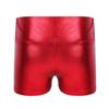 YiZYiF Girls Youth High Waist Stretchy Gymnastics Basics Shiny Metallic Dance Booty Shorts Red 8 view 2