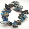 17"L-Blue Emperor Stone Freeform Chips Nugget Gemstone Beads,Top Drilled Sea Sediment Imperial Jasper Chunky Slabs Necklace 25-50mm view 2