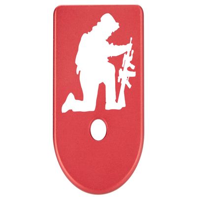NDZ Performance Magazine Base Plate Finger Extension for Glock Gen 1-5 9MM .40 .357 SIG Laser Engraved Anodized Aluminum in Red - Soldier's Prayer