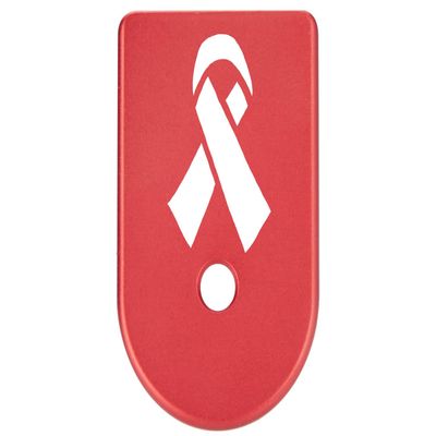 NDZ Performance Magazine Base Plate Finger Extension for Glock Gen 1-5 9MM .40 .357 SIG Laser Engraved Anodized Aluminum in Red - Awareness Ribbon