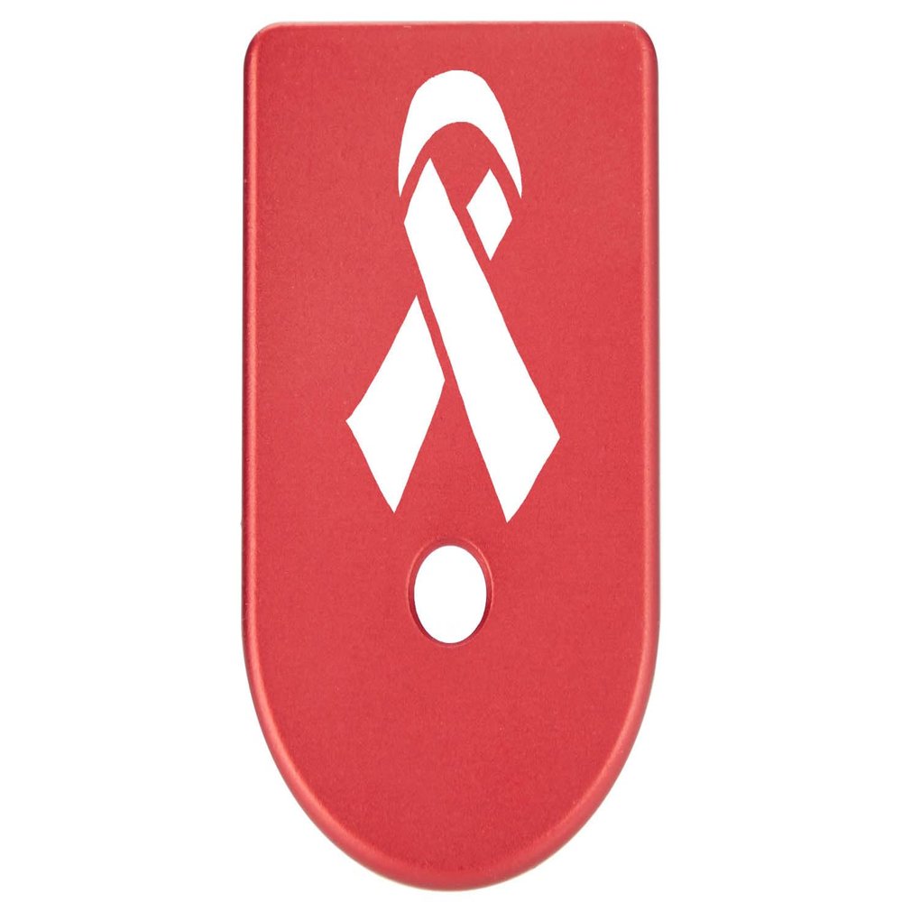 NDZ Performance Magazine Base Plate Finger Extension for Glock Gen 1-5 9MM .40 .357 SIG Laser Engraved Anodized Aluminum in Red - Awareness Ribbon