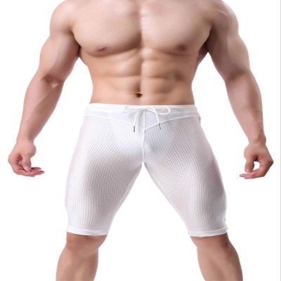BRAVE PERSON Men's Fashion Breathable Mesh Elastic Training Shorts Swim Trunks Beach Pants 2240 (XL / 33"-38", 002 White)