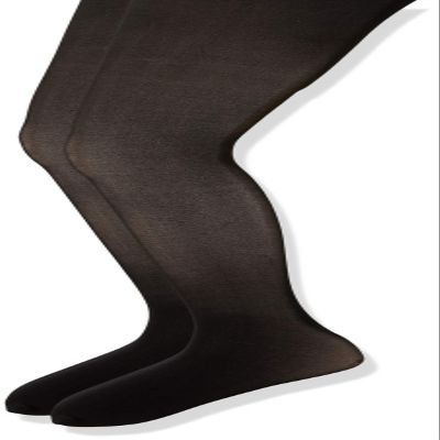 Jefferies Socks girls Smooth Microfiber 2 Pair Pack Tights, Black/Black, 10-14 Years US
