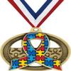 Crown Awards 2" Gold Autism Awareness Medals - Autism Puzzle Awareness Ribbon Gift 20 Pack view 1