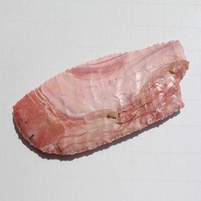 Pink Australian Opal Knife Blade Hand Flint Knapped Using Pressure Flaking Techniques To Produce A Beautiful Curved Fantasy Knife Blade Great For Comic Con/Cospaly Serrated Curved Fantasy Dagger