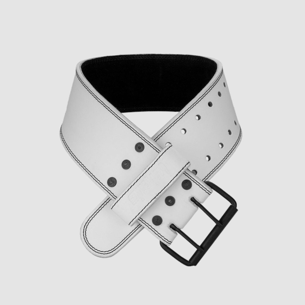 Aesthreadics Power Lifting Belt for Men and Women, Premium Soft Leather, Heavy Duty Durability (White, Large (32-38))