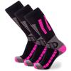Pure Athlete Kids Ski Socks - Merino Wool OTC Winter Skiing Sock for Boys Girls (3 Pairs - Black/Neon Pink, X-Small-Small) view 1