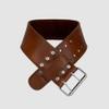 Aesthreadics Power Lifting Belt for Men and Women, Premium Soft Leather, Heavy Duty Durability (Vintage Brown, X-Large (34-40))
