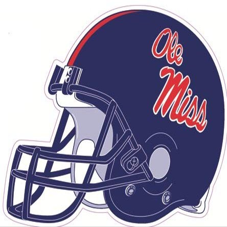 5 Inch Football Helmet University of Mississippi Ole Miss U of M Logo MS Removable Wall Sticker Art NCAA Home Room Decor 5 by 4 1/2 Inches