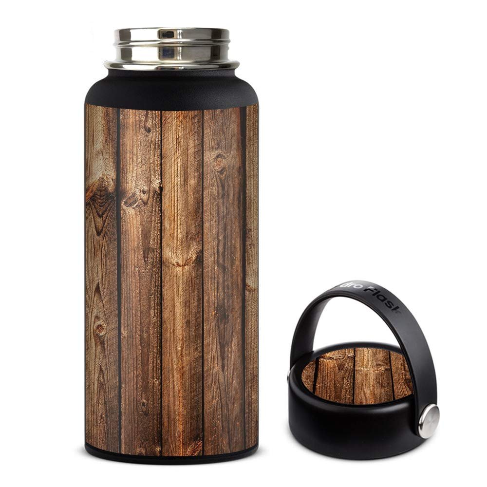 Skin Decal Vinyl Wrap for Hydro Flask 32oz Wide Mouth Skins Stickers Cover/Wood Panels Cherry Oak