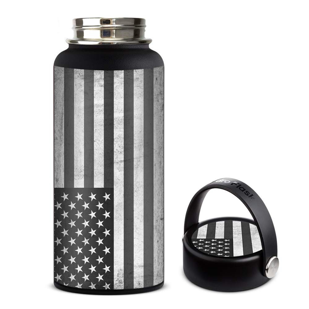Skin Decal Vinyl Wrap for Hydro Flask 32oz Wide Mouth stickers skins cover/Black White Grunge Flag USA America