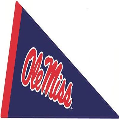 12 Inch Pennant Flag Decal University of Mississippi Ole Miss U of M Logo MS Removable Wall Sticker Art NCAA Home Room Decor 12 by 6 1/2 Inches