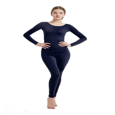 Full Bodysuit Womens Long Sleeve One Piece Jumpsuit Spandex Zentai Unitard (X-Large, Navy)