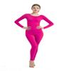Full Bodysuit Womens Long Sleeve One Piece Jumpsuit Spandex Zentai Unitard (XX-Large, Hot Pink)