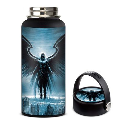Skin Decal Vinyl Wrap for Hydro Flask 32oz Wide Mouth stickers skins cover/dark angel wings over city