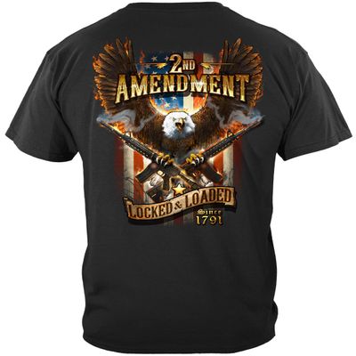 Erazor Bits 2nd Amendment T Shirt | Patriotic Tshirt | Locked and Loaded Gun Apparel | American Flag Apparel for Men (Medium)