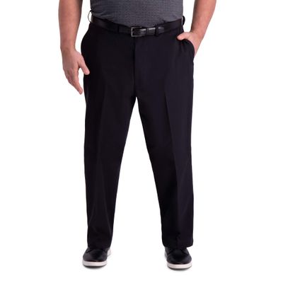 Haggar mens Premium Comfort Khaki Flat Front Slim Fit Casual Pants, Black, 30W x 32L US