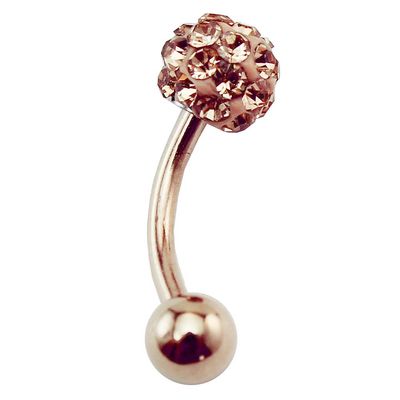 HiUnni 16g Rose Gold Curved Barbell, CZ Ferido Cartilage Earring, Rook Earring, Body Jewelry, Eyebrow Ring, 1pc (1/4 (6mm) Length, 3mm Ball end)