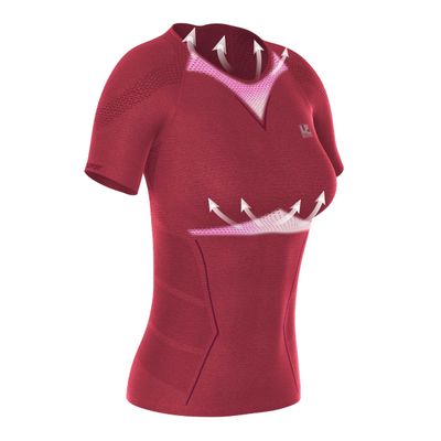 LP SUPPORT ARF2301Z Short Sleeve Workout Tops for Women, Gym, Yoga - Ultimate Comfort & Support (Dark Pink/Violet, L)