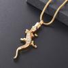 shajwo Urn Necklaces for Ashes Crystal lizard Locket Cremation Jewelry Urn Memorial Keepsakes Necklace Pet Jewelry for Men Women(Gold) view 2