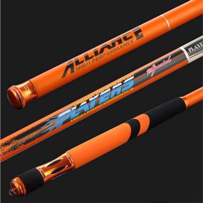 ZFF Spinning Fishing Rod 3.6-6.3M,Carbon Fiber Telescopic Fishing Pole Ultra Light Stream,Blue/Orange (Color : Orange, Size : 5.4m)