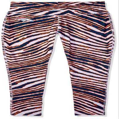 Zubaz NFL Women's Zebra Leggings, Denver Broncos Medium Multi