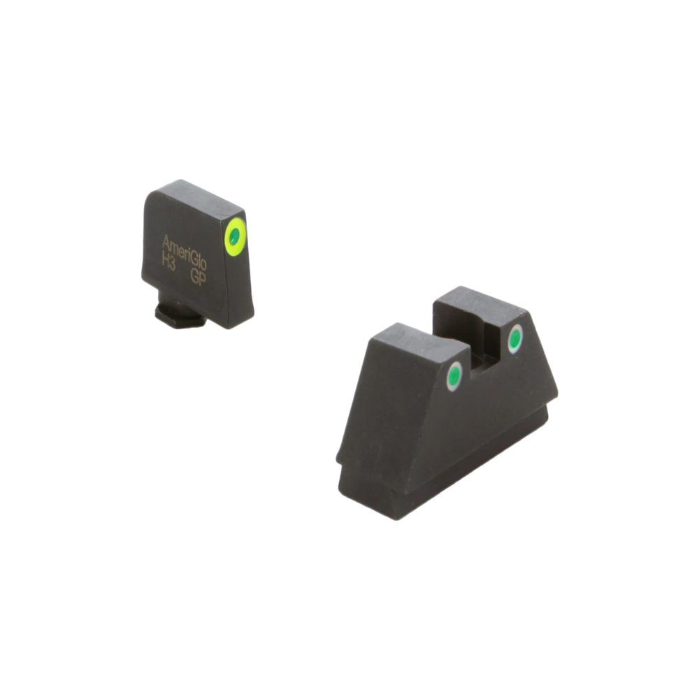 AMERIGLO Optic Compatible Sight Set for Glock - XL Tall Green Tritium LumiGreen Outline .315" Front, Green Tritium White Outline .394" Rear
